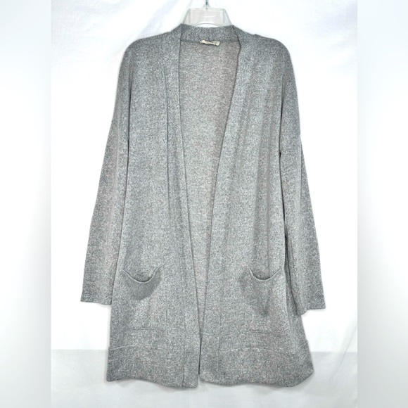 Betsy’s Boutique Sweaters - Betsy’s Boutique Shop Gray Open Cardigan Gold Sequin Elbow Patches Casual Sz XXL
